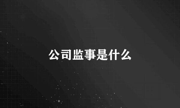 公司监事是什么