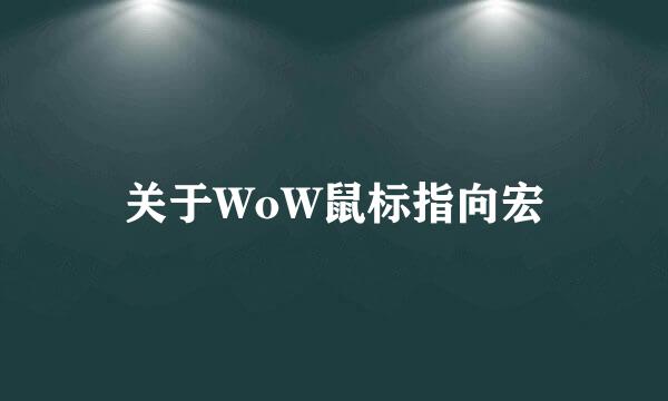 关于WoW鼠标指向宏