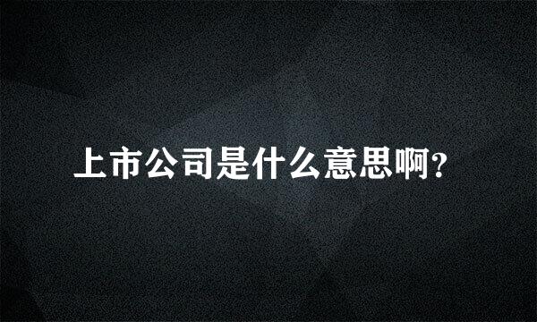 上市公司是什么意思啊？