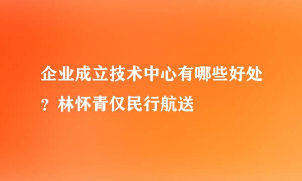 企业成立技术中心有哪些好处？林怀青仅民行航送