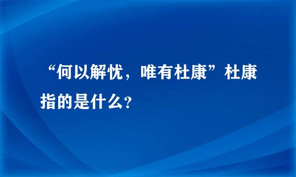 “何以解忧，唯有杜康”杜康指的是什么？