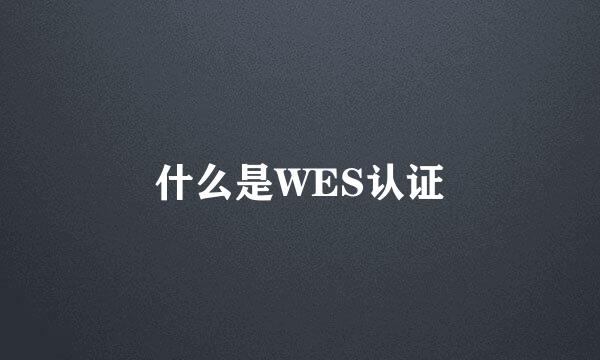 什么是WES认证