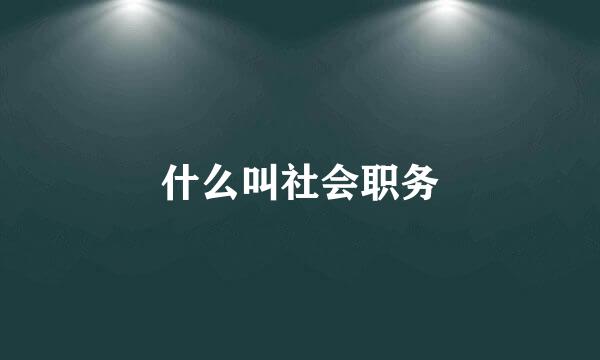 什么叫社会职务