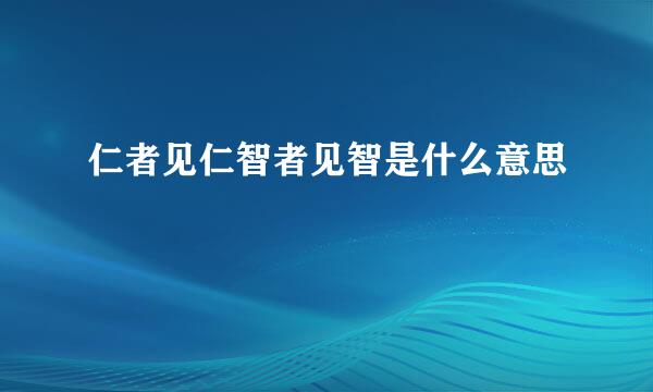 仁者见仁智者见智是什么意思