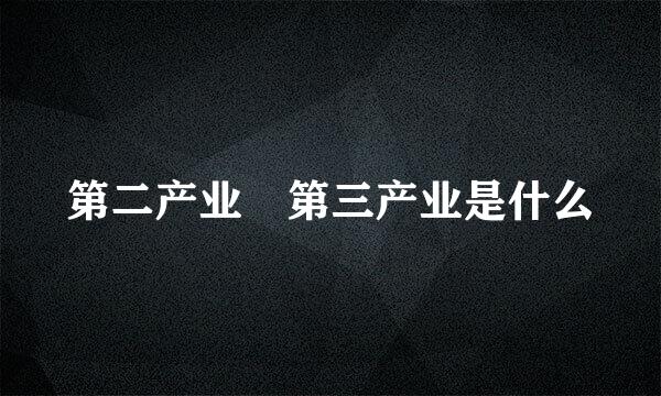 第二产业 第三产业是什么