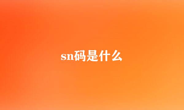 sn码是什么