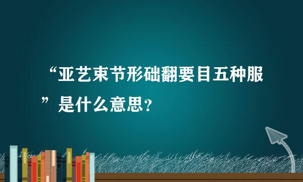 “亚艺束节形础翻要目五种服”是什么意思？