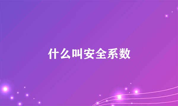 什么叫安全系数