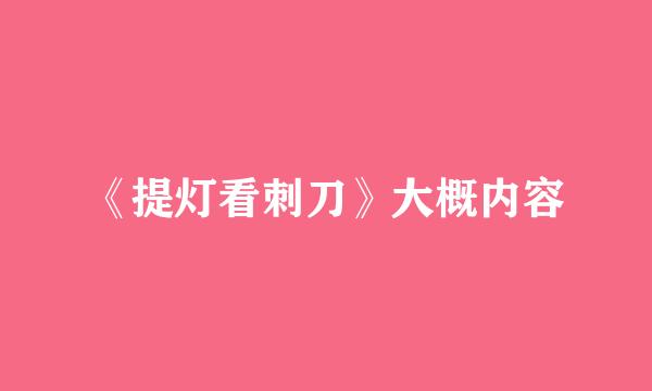 《提灯看刺刀》大概内容