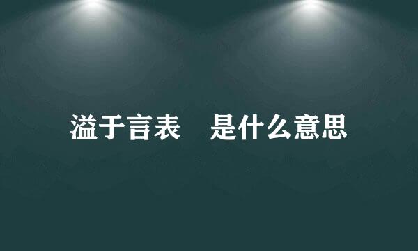 溢于言表 是什么意思