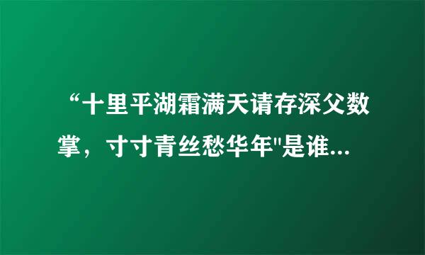 “十里平湖霜满天请存深父数掌，寸寸青丝愁华年