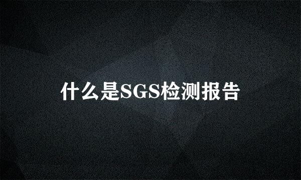 什么是SGS检测报告