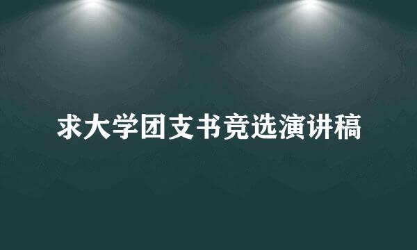 求大学团支书竞选演讲稿