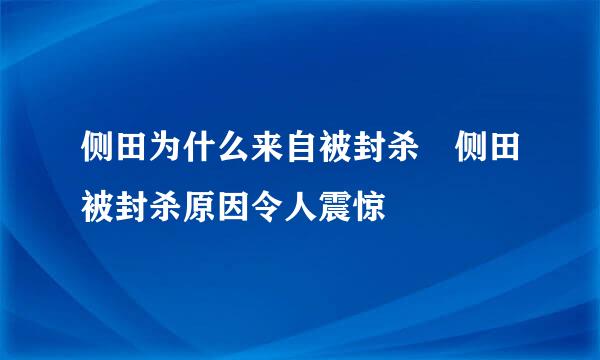 侧田为什么来自被封杀 侧田被封杀原因令人震惊