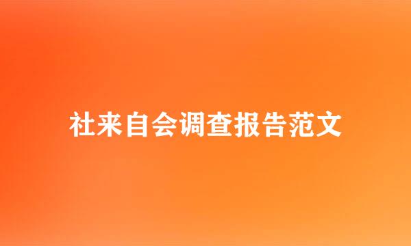 社来自会调查报告范文