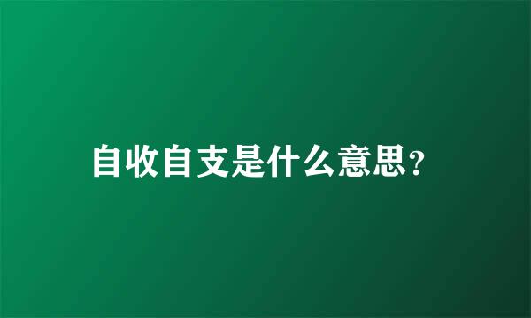 自收自支是什么意思？