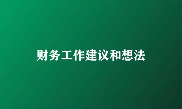 财务工作建议和想法