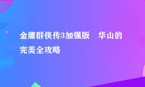 金庸群侠传3加强版 华山的完美全攻略