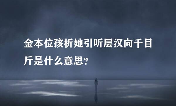 金本位孩析她引听层汉向千目斤是什么意思？