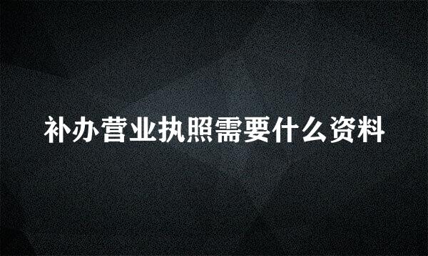 补办营业执照需要什么资料