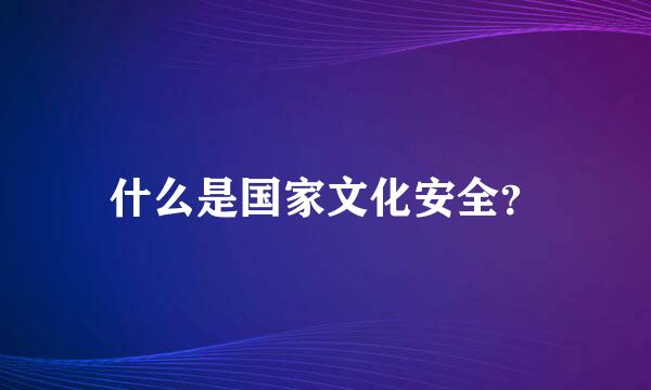 什么是国家文化安全？