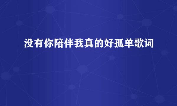 没有你陪伴我真的好孤单歌词