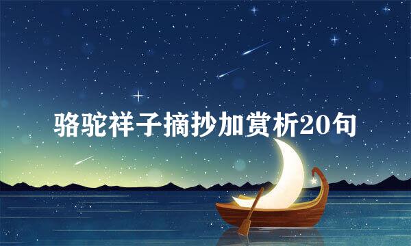 骆驼祥子摘抄加赏析20句