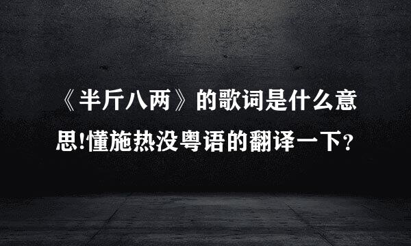 《半斤八两》的歌词是什么意思!懂施热没粤语的翻译一下？