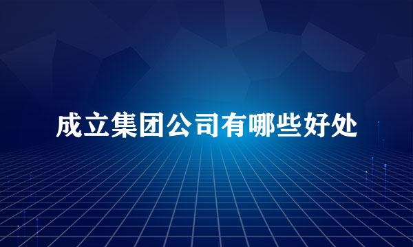 成立集团公司有哪些好处