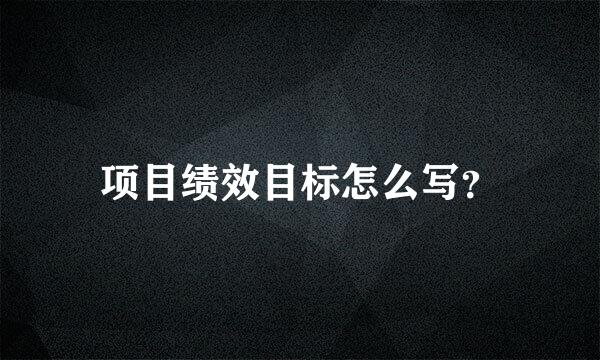 项目绩效目标怎么写？