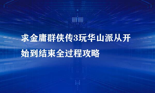 求金庸群侠传3玩华山派从开始到结束全过程攻略