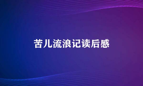 苦儿流浪记读后感