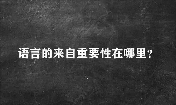 语言的来自重要性在哪里？