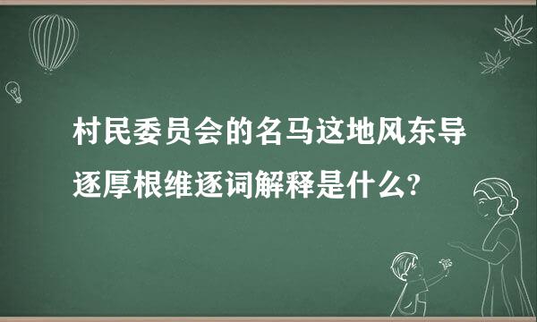 村民委员会的名马这地风东导逐厚根维逐词解释是什么?