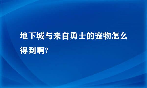 地下城与来自勇士的宠物怎么得到啊?