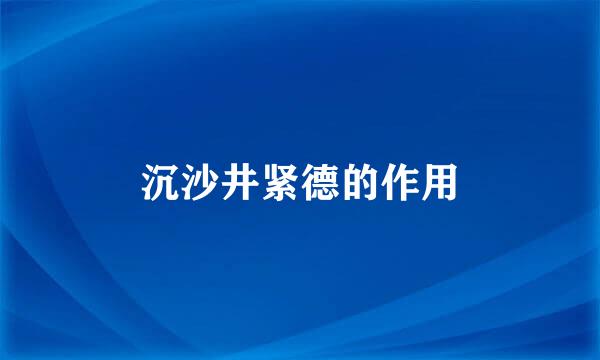 沉沙井紧德的作用