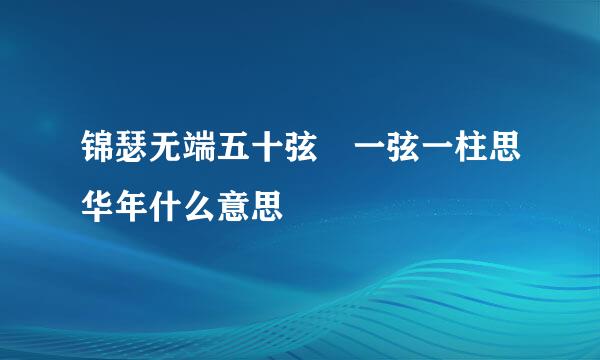 锦瑟无端五十弦 一弦一柱思华年什么意思