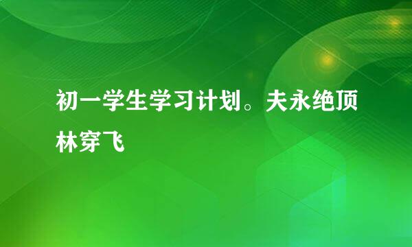 初一学生学习计划。夫永绝顶林穿飞