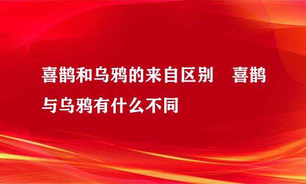 喜鹊和乌鸦的来自区别 喜鹊与乌鸦有什么不同