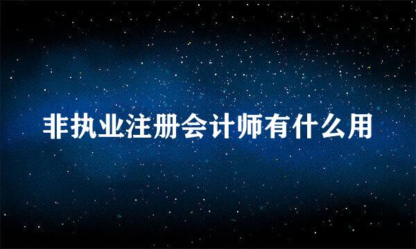 非执业注册会计师有什么用