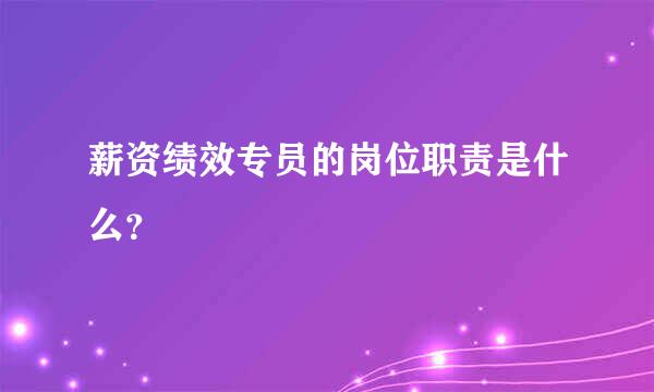 薪资绩效专员的岗位职责是什么？