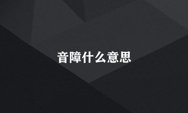 音障什么意思