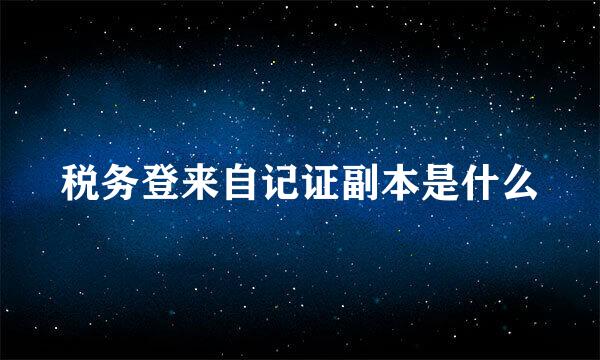 税务登来自记证副本是什么