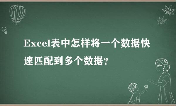 Excel表中怎样将一个数据快速匹配到多个数据？