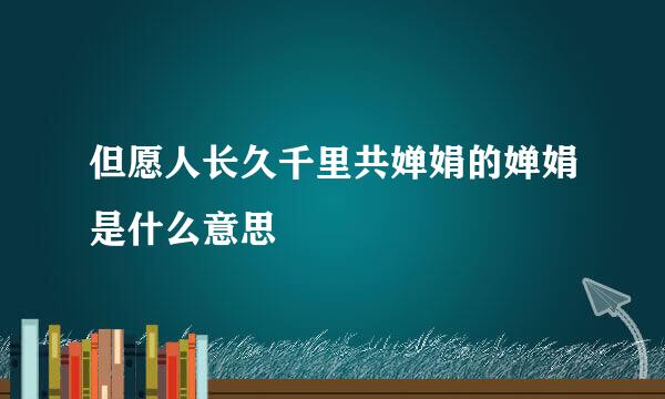 但愿人长久千里共婵娟的婵娟是什么意思