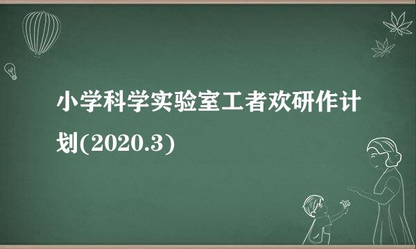 小学科学实验室工者欢研作计划(2020.3)