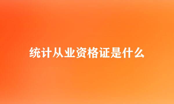 统计从业资格证是什么