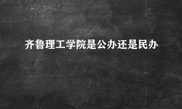 齐鲁理工学院是公办还是民办