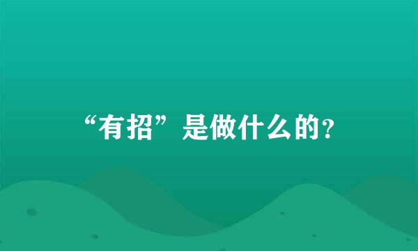 “有招”是做什么的？