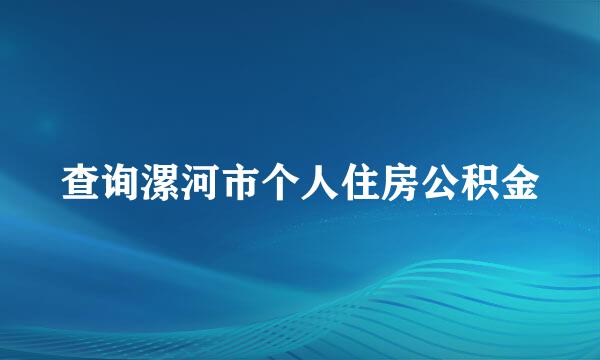 查询漯河市个人住房公积金